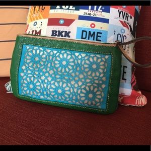 Loft Small Wristlet Blue Green Bag